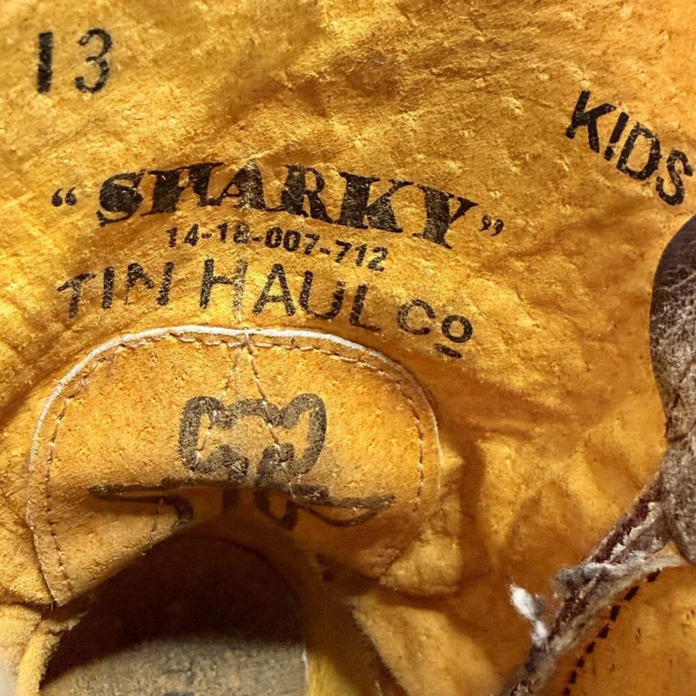 Tin Haul Sharky Cowboy Boots Boys Size 13 Brown Leather Shark Teeth Mouth